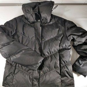 Black Polyester Winter Puffer Coat